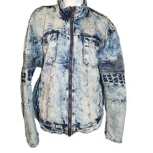 Makobi jean jacket Men's 3X Acid washed metal detail 100% cotton Fall Winter